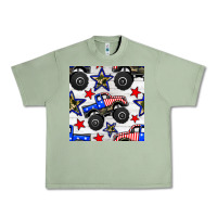 Oil Green usa monster truck seamless pattern Urban Heavy Tee - BundleAndBundleShop