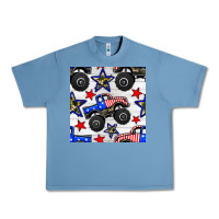 Pebble Blue usa monster truck seamless pattern Urban Heavy Tee - BundleAndBundleShop