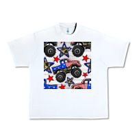 White usa monster truck seamless pattern Urban Heavy Tee - BundleAndBundleShop