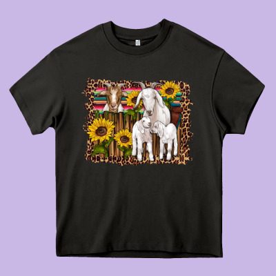 Gats Baby Gots Sunflowers Wooden Serape Leopard Heavy Core Tee Designed By Artiststas