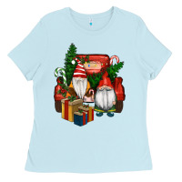 Baby Blue Christmas Truck And Gnome Ladies Tee - RanaPortraitStore