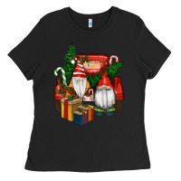 Black Christmas Truck And Gnome Ladies Tee - RanaPortraitStore