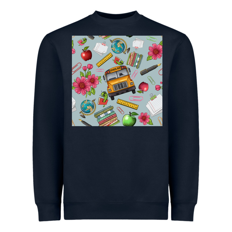 School Bus Back To School Seamless Pattern Heavyweight Sweatshirt by BundleAndBundleShop | Teevron