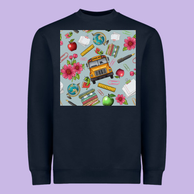 School Bus Back To School Seamless Pattern Heavyweight Sweatshirt Designed By Bundleandbundleshop