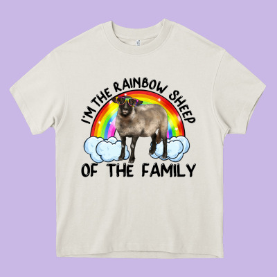 Heavy Core Tee i'm the rainbow sheep of the family suffolk sheep black face sheep