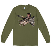 Army Green Triceratops Horridus Face Long Sleeve Tee - LillyAllenDesigns