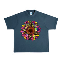 Midnight Navy tie dye leopard sunflower Urban Heavy Tee - Artiststas