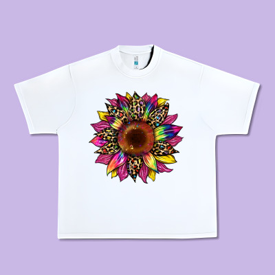 Tie Dye Leopard Sunflower Urban Heavy Tee Designed By Artiststas