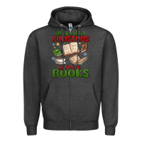 Charcoal Heather all i want for christmas is more books Zipper Hoodie - MaliasSmallBusiness