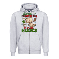 Heather Grey all i want for christmas is more books Zipper Hoodie - MaliasSmallBusiness