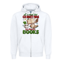 White all i want for christmas is more books Zipper Hoodie - MaliasSmallBusiness