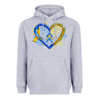 Heather Grey world down syndrome day heart Heavyweight Hoodie - Artiststas