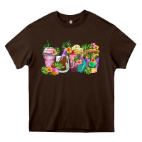 Chocolate Brown tropical coffee cups Heavy Core Tee - Zillion Design Studio