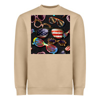 Mushroom 4th of july glasses  seamless pattern Heavyweight Sweatshirt - BundleAndBundleShop