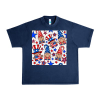 Navy 4th of july patriotic gnome seamless pattern Urban Heavy Tee - BundleAndBundleShop