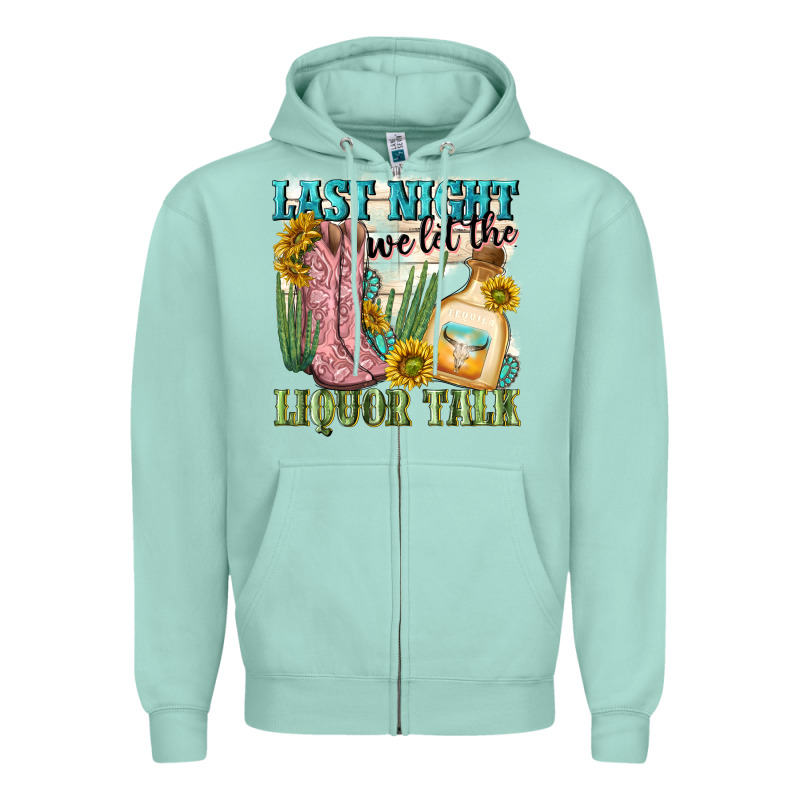Last Night We Let The Liquar Talk Zipper Hoodie by NancyCooperArtShop | Teevron