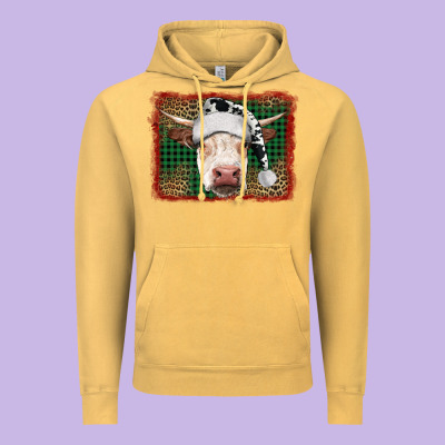 Merry Christmas Hereford Cow With Background Vintage Hoodie Designed By Ranaportraitstore