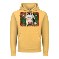 Vintage Mustard Merry Christmas Hereford Cow With Background Vintage Hoodie - RanaPortraitStore