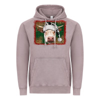 Vintage Zinc Merry Christmas Hereford Cow With Background Vintage Hoodie - RanaPortraitStore