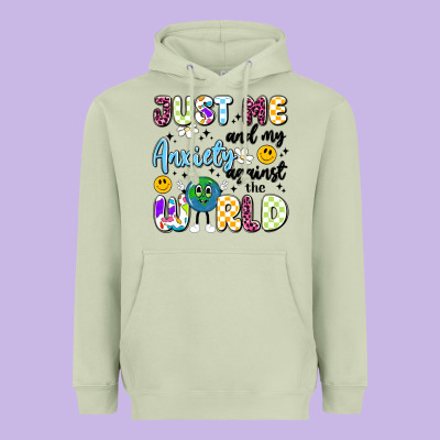 Just Me And My Anxiety Against The World Heavyweight Hoodie Designed By Artiststas
