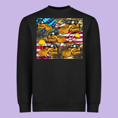 Bulldozer Camouflage American Flag Heavyweight Sweatshirt Designed By Artiststas