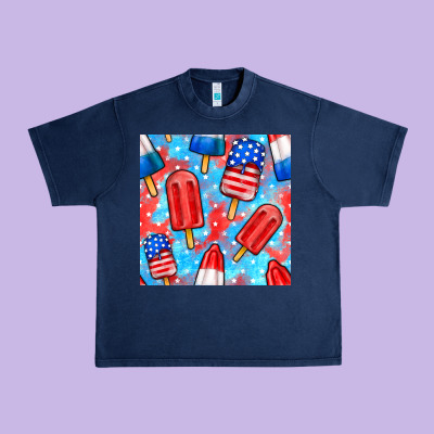 4th Of July Popsicle Seamless Pattern Urban Heavy Tee Designed By Bundleandbundleshop