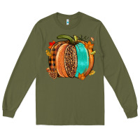 Army Green Fall leopard pumpkin Long Sleeve Tee - NancyCooperArtShop