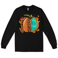 Black Fall leopard pumpkin Long Sleeve Tee - NancyCooperArtShop