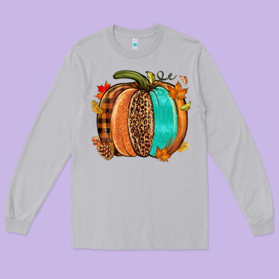 Fall Leopard Pumpkin Long Sleeve Tee Designed By Nancycooperartshop