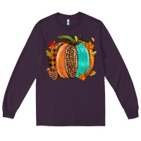 Plum Fall leopard pumpkin Long Sleeve Tee - NancyCooperArtShop
