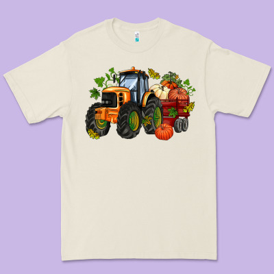 Fall Tractor With Pumpkin Premium Tee Designed By Adodesignshop