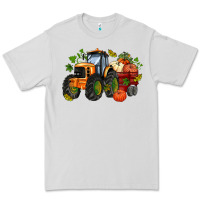 Dove Grey fall tractor with pumpkin Premium Tee - AdoDesignShop