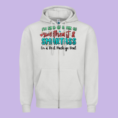 Im  Kind Of A Mix Of Sweetheart And Smartass Zipper Hoodie Designed By Maliassmallbusiness