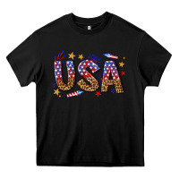 Black usa 4th of july bw Heavy Core Tee - texasbilliewilder