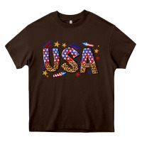 Chocolate Brown usa 4th of july bw Heavy Core Tee - texasbilliewilder