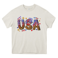 Cream usa 4th of july bw Heavy Core Tee - texasbilliewilder
