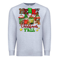 Heather Grey merry Christmas y'all gnome coffee Premium Sweatshirt - Jasminsmagicworld