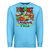 Ocean Blue merry Christmas y'all gnome coffee Premium Sweatshirt - Jasminsmagicworld