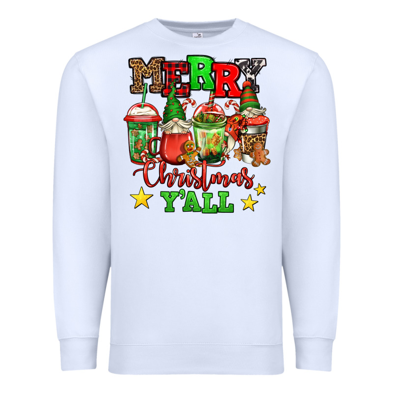 Merry Christmas Y'all Gnome Coffee Premium Sweatshirt by Jasminsmagicworld | Teevron