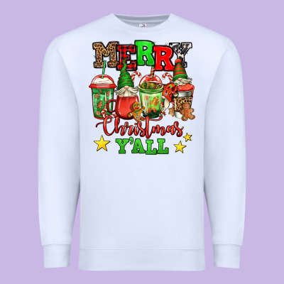 Merry Christmas Y'all Gnome Coffee Premium Sweatshirt Designed By Jasminsmagicworld