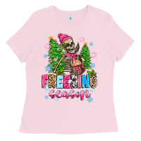 Bubblegum Pink freezing season skeleton Ladies Tee - Zillion Design Studio