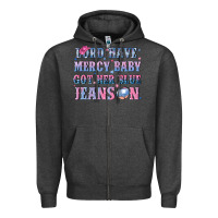 Charcoal Heather lord have mercy baby got her blue jeans on Zipper Hoodie - NancyCooperArtShop