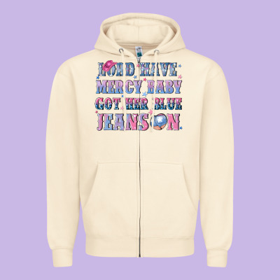Lord Have Mercy Baby Got Her Blue Jeans On Zipper Hoodie Designed By Nancycooperartshop