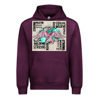 Mauve Wine cancer ribbon with angel wings Urban Hoodie - CowGirlArtShop