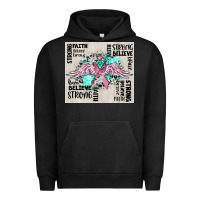 Pigment Black cancer ribbon with angel wings Urban Hoodie - CowGirlArtShop