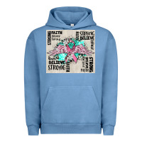 Pigment Pebble Blue cancer ribbon with angel wings Urban Hoodie - CowGirlArtShop
