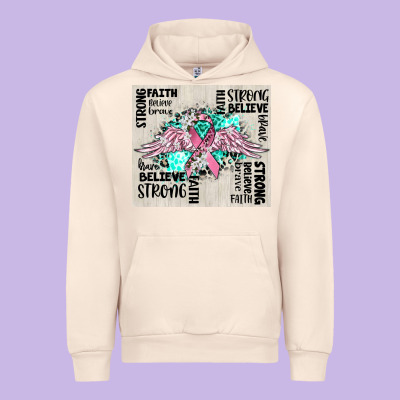Cancer Ribbon With Angel Wings Urban Hoodie Designed By Cowgirlartshop