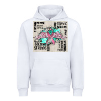 White cancer ribbon with angel wings Urban Hoodie - CowGirlArtShop