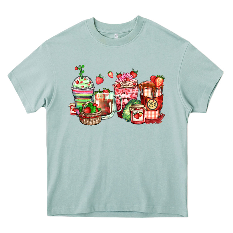 Strawberry Farm Fresh Coffee Cups Heavy Core Tee by Zillion Design Studio | Teevron