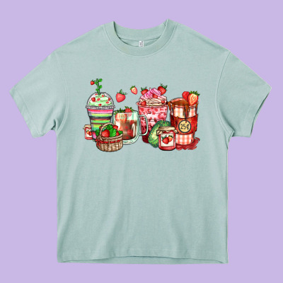 Strawberry Farm Fresh Coffee Cups Heavy Core Tee Designed By Zillion Design Studio